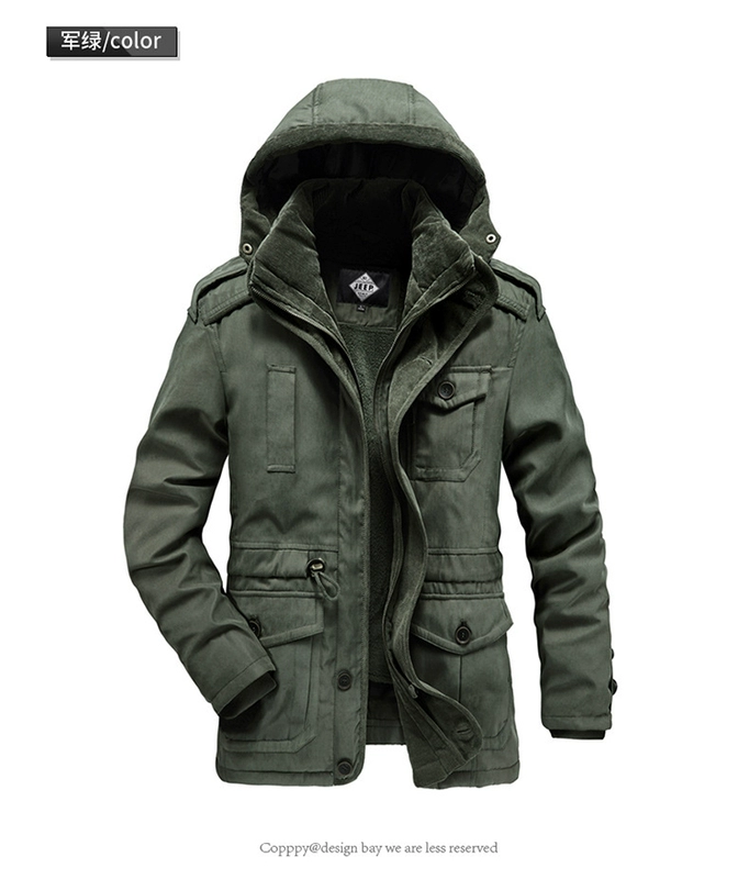 áo khoác nam trung niên Áo khoác cotton JEEP nam áo khoác bên trong có thể tháo rời áo khoác jeep mùa đông hai mảnh cộng với kích thước cộng với nhung dày áo khoác bông rộng áo da nam