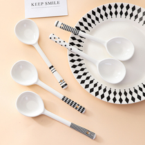 Herbenwind Ceramic Spoon Ins Wind High Face Value Home Long Handle Soup Spoon Spoon Spoon Spoon Rice Spoon Sweet Spoonful Spoon