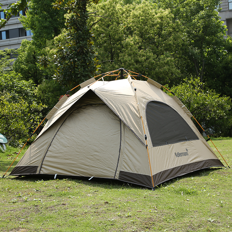 3 Seconds to Set Up! Double-Door Design! Four-Sided Ventilation, No Need for Assembly, Outdoor Black-Coated Sun Protection, Multi-Person Camping Tent with Mosquito Protection