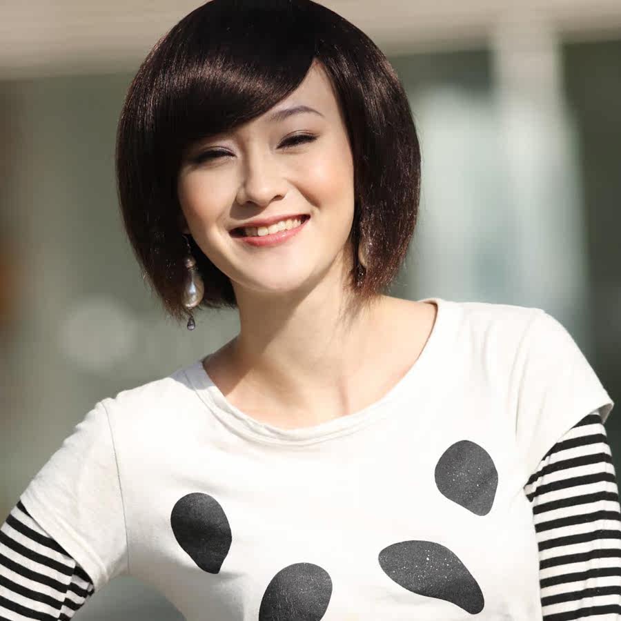利达假发女 短发 蓬松BOBO头 斜刘海 时尚女生 波波头假发头套