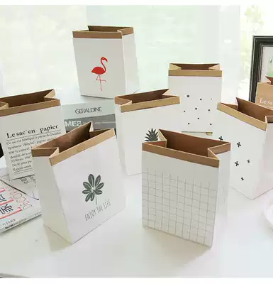 Small Kraft paper bag flowerpot White insert dry flower Nordic ins creative desktop decorative flower ornaments photo props