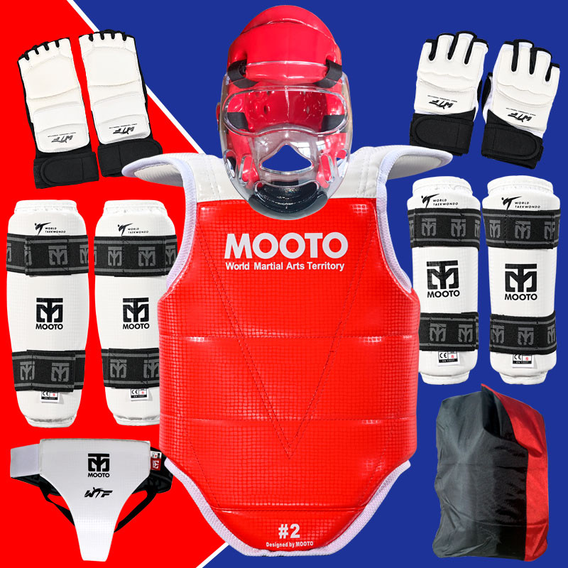 MOOTO テコンドー用プロテクターセット、厚手大人用戦闘用プロテクター、プロ仕様子供用競技用プロテクター、8点セット