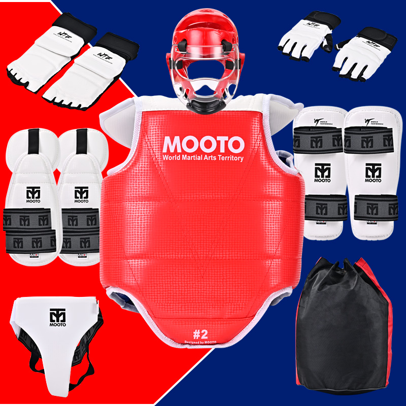 MOOTO テコンドー防具 肘ガードと腕ガードを含む子供用競技用戦闘防具 8 点セット