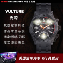 Spot American MTM black vulture men LED light charging diving Big Dial quartz military fan titanium watch