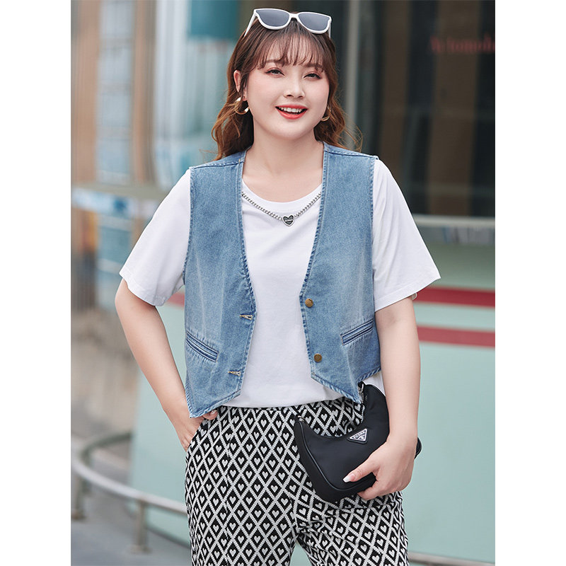 MSShe big size women's dress 2022 new summer clothes fat mm good hitch commute short V collar horse chia jacket 200 catty