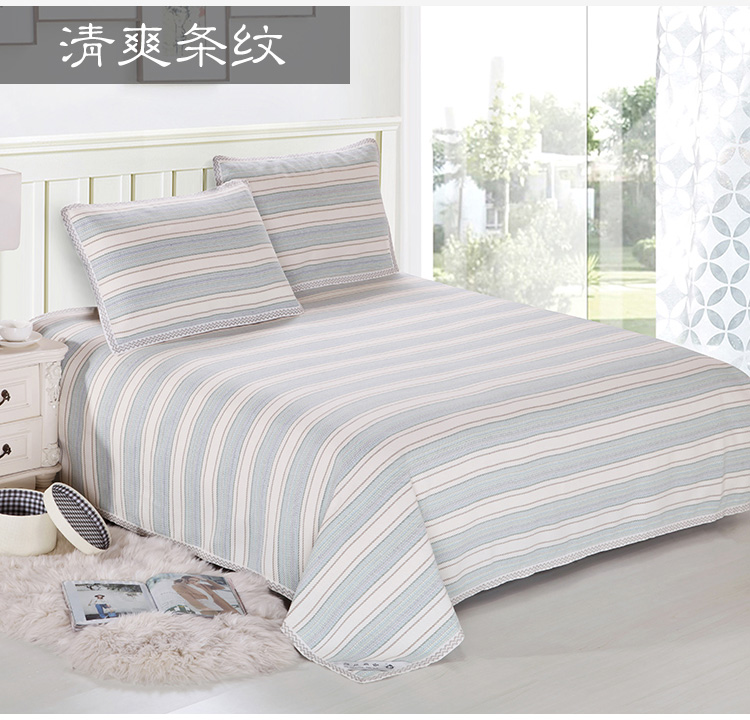 Hama Double Crane Tấm vải lanh nguyên chất ba mảnh đơn học sinh 1,5m giường đôi hai mặt gấp 1,8m - Thảm mùa hè chiếu trúc hạt