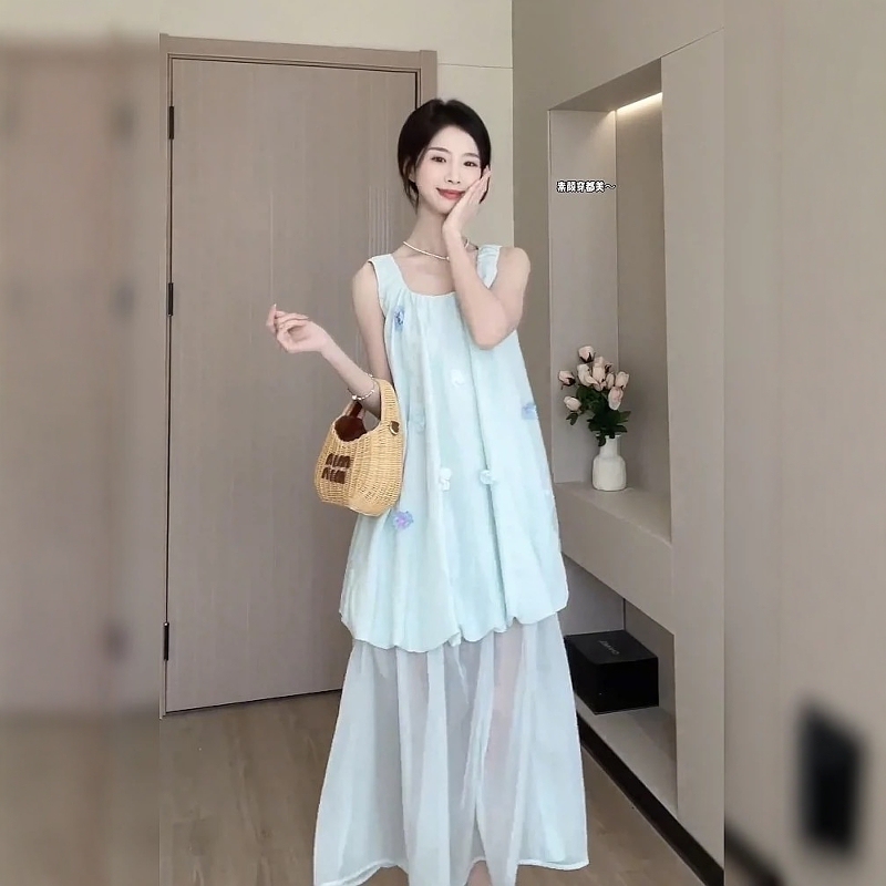 Maternity Dress with a Light Luxury and High-End Feel, 2026 New Summer Loose-Fitting Bow-Knot Princess Tutu Dress for Pregnant Mothers