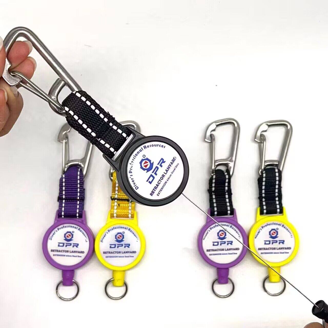 Diving telescopic buckle stainless steel wire telescopic rope spring sheet missed rope hook anti-lost rope key ring buckle scuba BCD