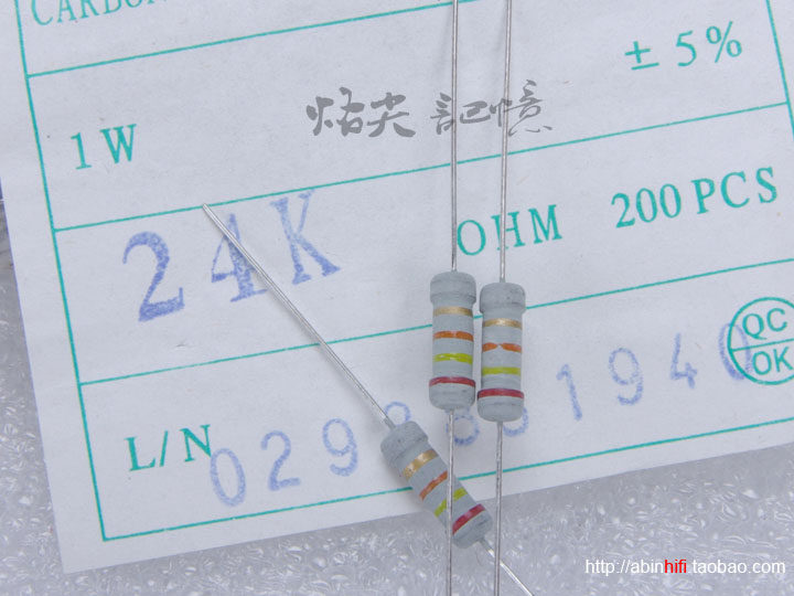 1W CARBON FILM RESISTANCE ACCURACY 5% FOUR COLOR RING RESISTANCE 24K