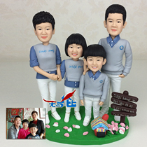 Real-Life Doll soft pottery doll four family portrait 4 person diy anniversary 20CM family multi-person parent-child suit Q