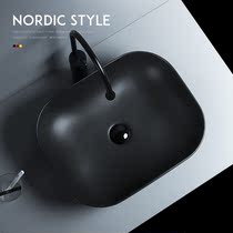 Matte black ceramic countertop basin home modern minimalist office sink single wash basin washbasin balcony washbasin