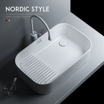 Laundry basin with washboard wash basin single basin balcony washing machine counter on the right side of the basin drainage water hole
