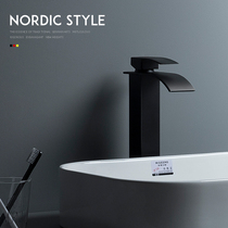 Nordic simple black basin faucet waterfall wash basin faucet hotel wash basin faucet hotel wash basin faucet heightened pole