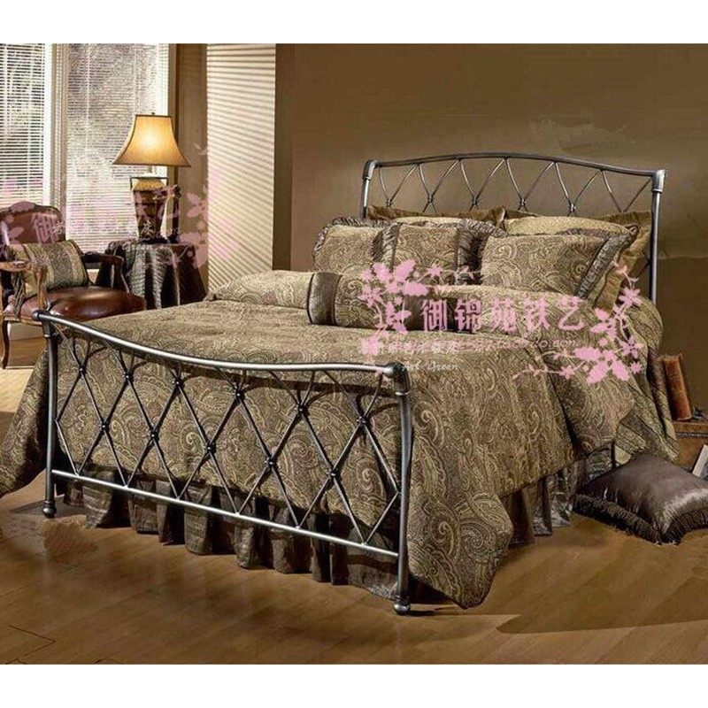 yD175 American iron bed Nordic iron bed frame Double bed 1 8 meters apartment bed Simple style 1 5 meters bed frame