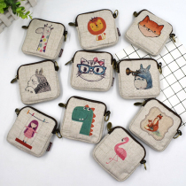 Small wallet Womens Mini cloth hand bag zipper coin wallet card key storage bag canvas portable bag