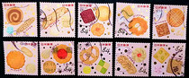 Japanese stamps (2021 greeting stamps food 84 yen) 10 sets