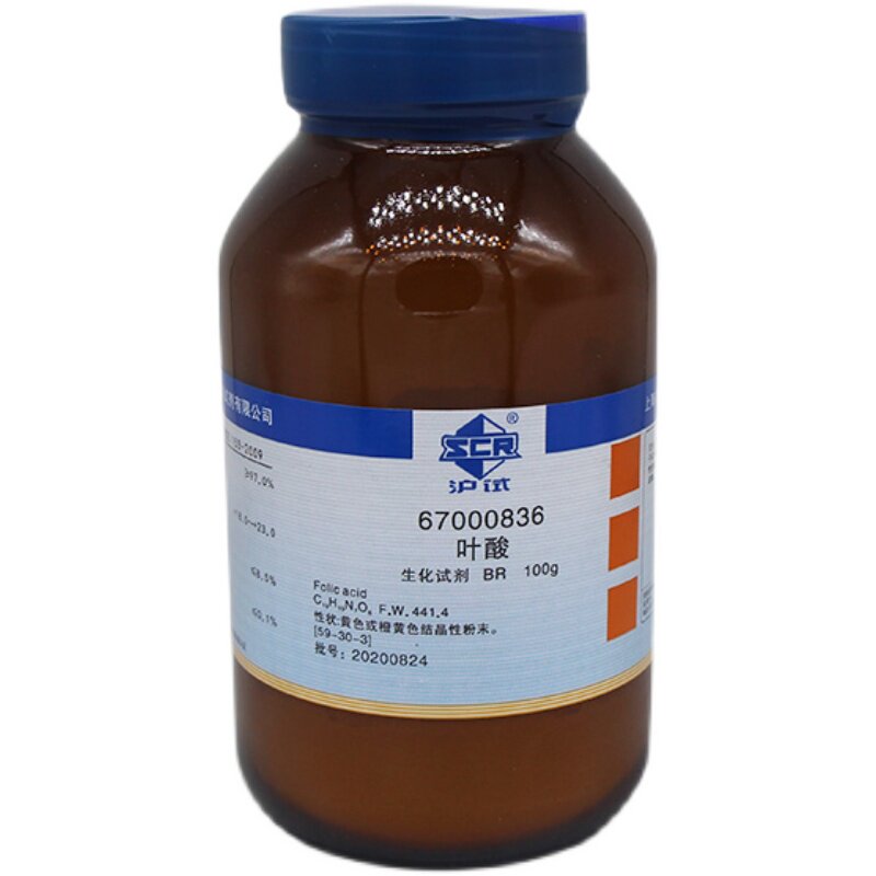 上海国药 瓶装 生化试剂 BR100g CAS：59-30-3 叶酸