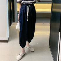 Loose High Waist Soft Jeans 2022 New Womens Summer European Station European Goods Pumping Rope Tightness Waist 90% Harun Pants