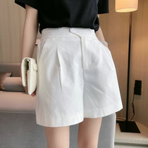 White Suit Shorts Womens Summer 2022 New European Post European Goods Tide Fashion High Waist A Character Casual Broadlegged Pants