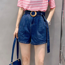 Dark Blue Denim Shorts Women Summer 2022 New European Station European Goods Thin style High waist Slim Fashion Broadlegged Hot Pants