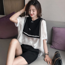 Tencel shirt woman summer thin section European station 2022 new Euro goods easy sun protection short sleeve big code bubble sleeve blouse
