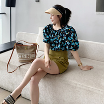 Broken Flowers lined with Shoulder Blister Short Sleeve Shirt Woman summer 2022 new Eurostock Fashion foreign air Snow spinning Shirt blouse