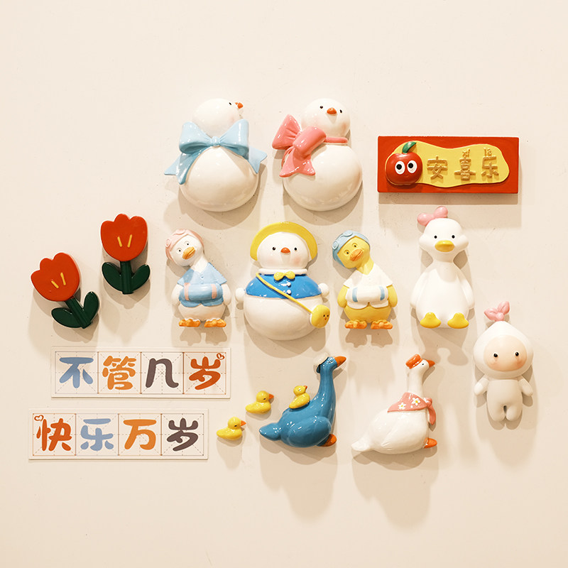 New Year's winter refrigerator stickers snowman magnet stickers duck animal magnet 3d creative three-dimensional zakka home accessories