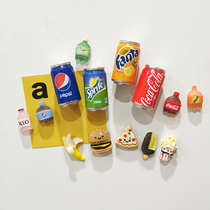 Food refrigerator plastered with cute 3D stereo personality creative magnet afternoon tea network red iron cartoon magnet