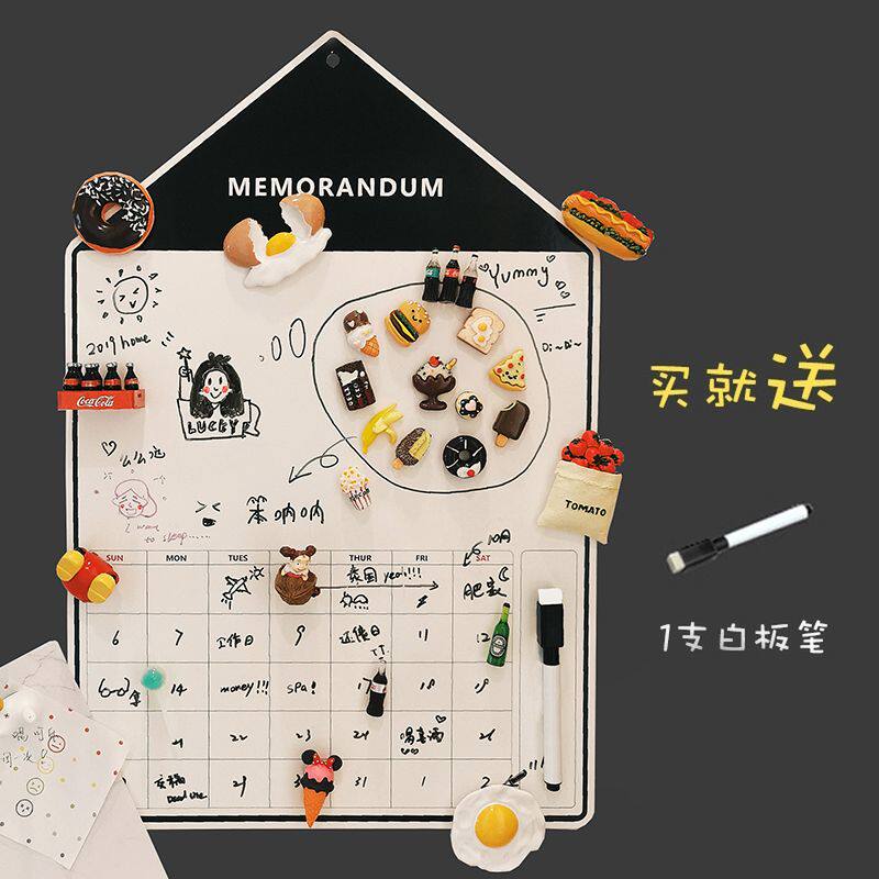 zakka Deputy Food Table Refrigerator sticker Erasable Blackboard Erasable magnetic attraction Calendar sticker monthly plan Magnet Sticker