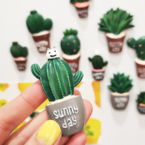 Floral plant cactus refrigerator stickers magnetic stickers flowerpot personality creative Korea set of magnets cute magnetic stickers