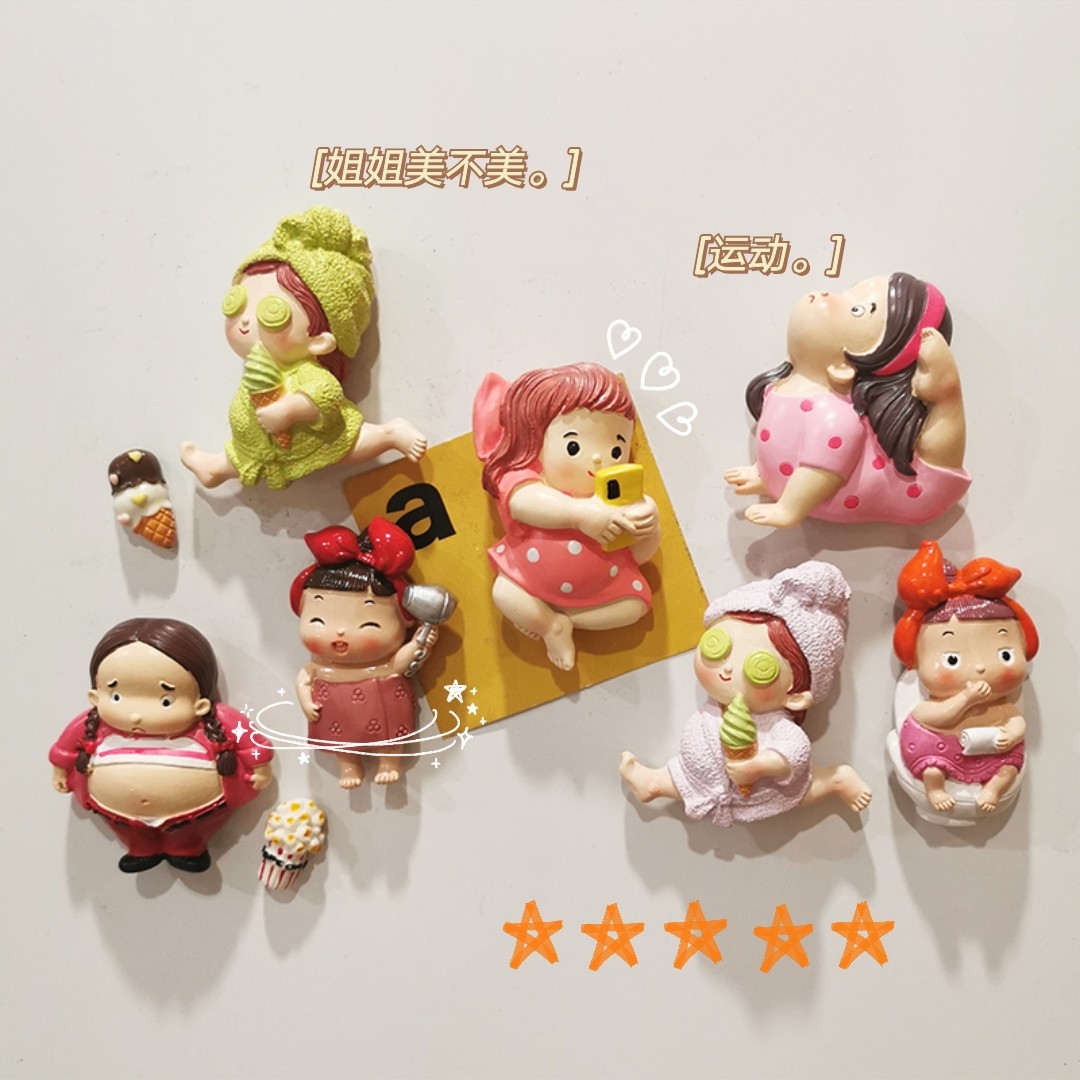 Fat chick refrigerator posts Create magnet 3D stereo personality zakka cute cartoon in wind advanced magnet