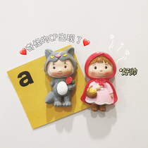 Little Red Hat Refrigerator Magnetic Power to couples married cute 3D personality cartoon animal magnetic suction set