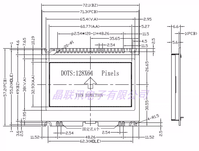 Mô-đun LCD 128*64 dot ma trận màn hình LCD COG hiển thị màn hình LCD Jinglianxun 12864G-1504 series