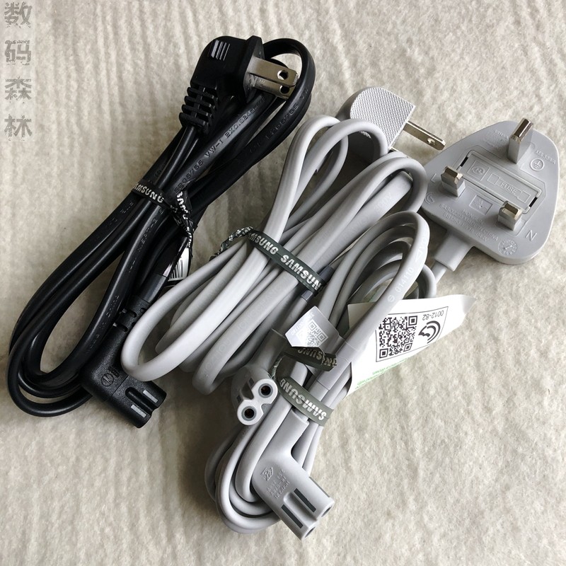 Original Samsung 1 5m double elbow two hole 8 word port power cord US standard British standard universal TV audio plug line