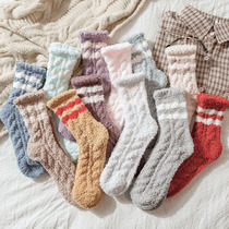 Coral fluffy socks childrens stockings autumn and winter thickened warm sleep sleep loose cute student home socks
