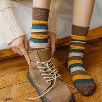 Striped pile of socks children in the autumn and winter thick warm wool socks Japanese retro student stockings women
