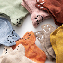 Socks womens socks shallow cotton ins spring summer thin Korean Japanese heel embroidery cute boat Socks women