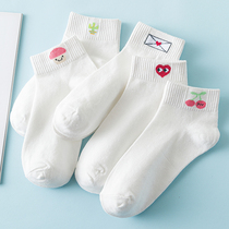 White socks womens socks ins tide spring summer thin cotton Korean Japanese cute wild color short tube socks
