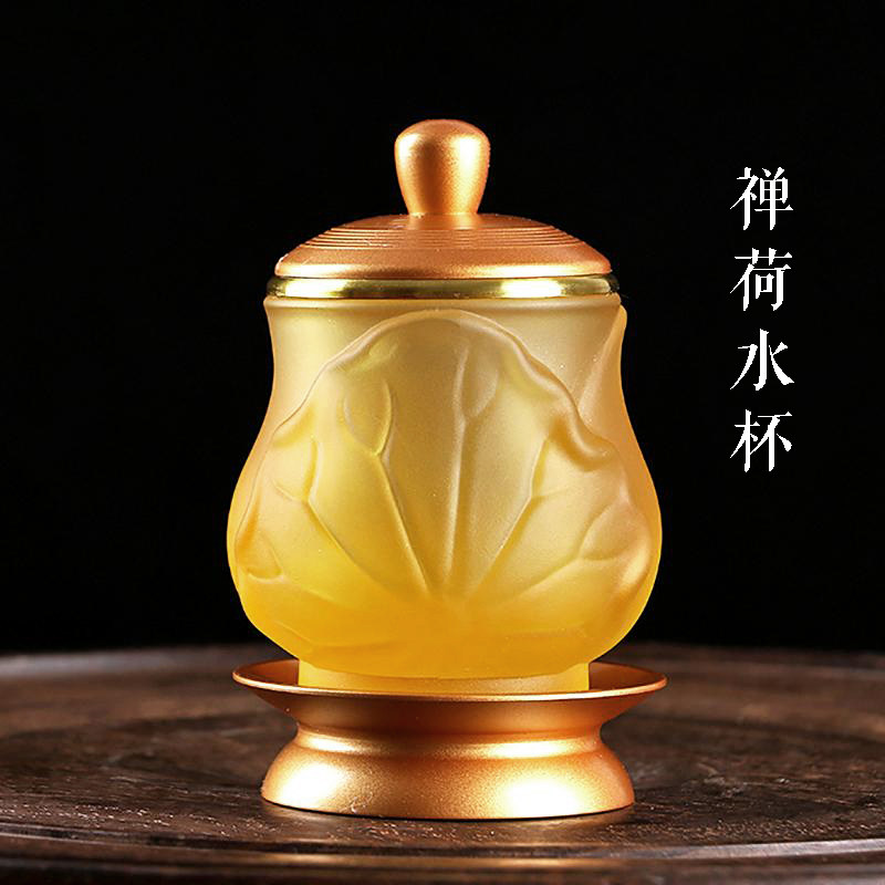 Taiwan's glazed holy water glass for cup Buddha Former Lotus Pure water glass Guanyin Tai Sado water glass for the Buddha's water glass-Taobao