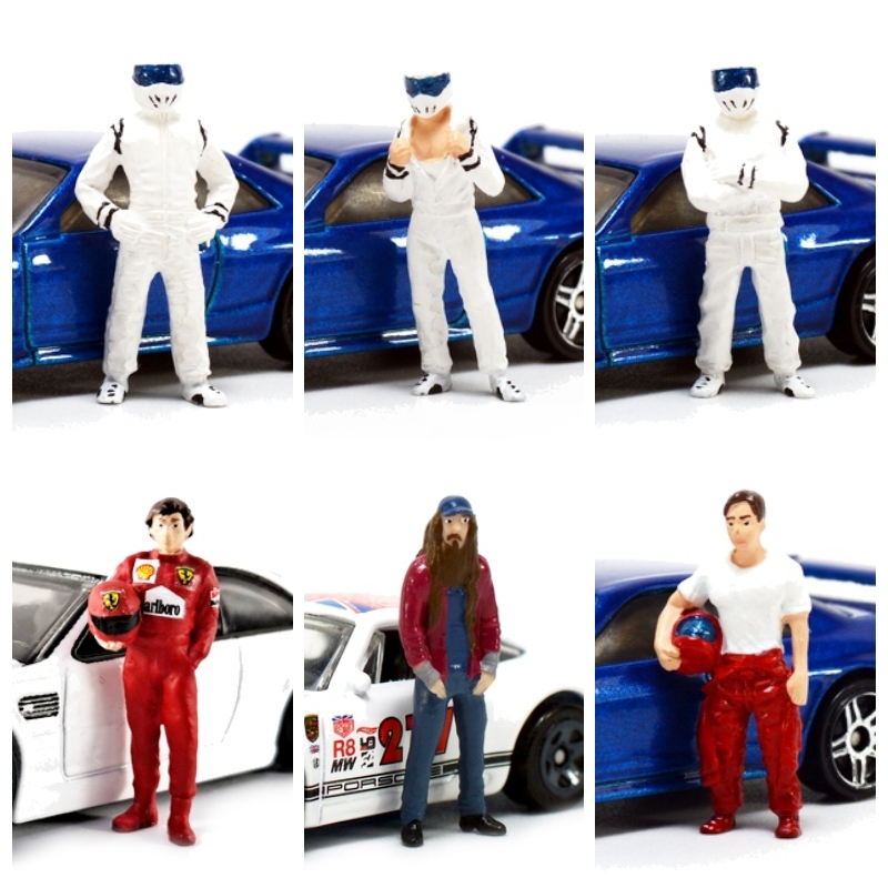 Stig Doll Model 1:64 Racing Driver Senna Test Driver Photographer Car Model Scene Resin Figure