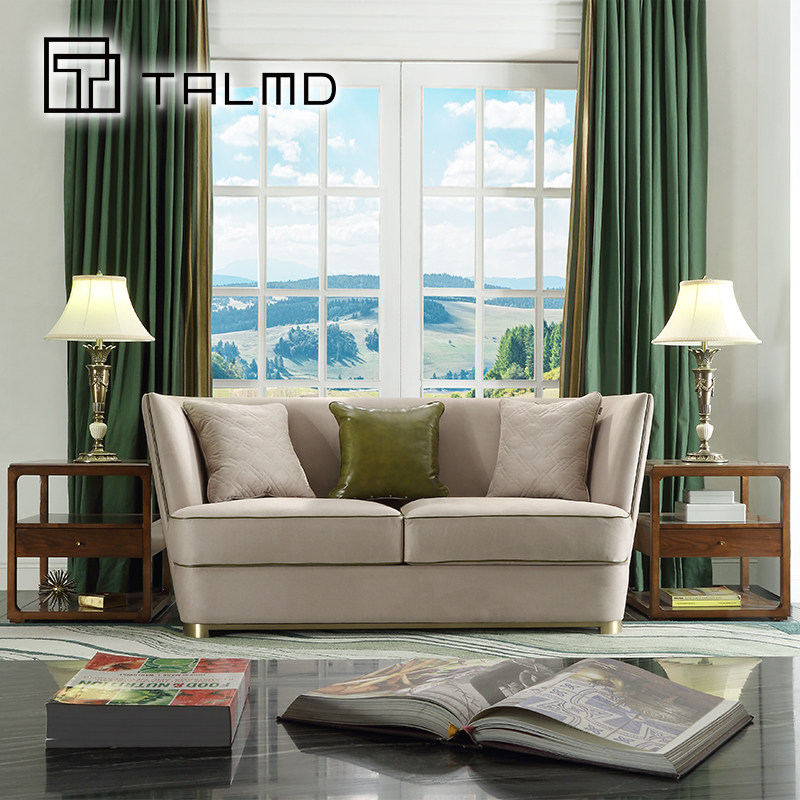 TALMD living room fabric sofa simple solid wood mobile high elastic lazy chair fabric size can be customized