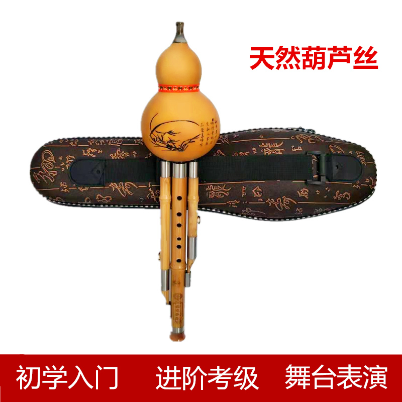 Yunnan natural golden silk nanzhuhu gourd silk musical instrument down B-tune c-tune three-tone children's students adult beginners to play