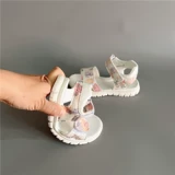 Детские нескользящие модные пляжные сандалии на липучке, Россия, мягкая подошва