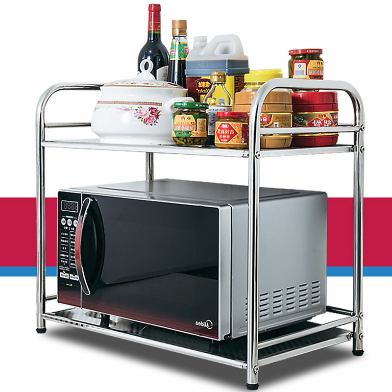 Stainless Steel Kitchen Shelving Ground Type Multilayer Microwave Oven Shelf Containing shelf Pan Oven Home Province Space