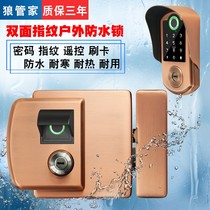 Waterproof Stainless Steel Password Double-sided Fingerprint Lock Swipe Lock Iron Door Outdoor Rain Protection Smart Courtyard Villa Big Door Lock