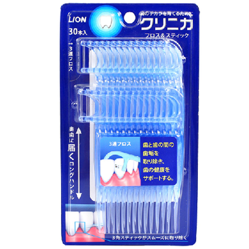 日本原装进口LION 狮王CLINICA 深洁牙线棒3弦 清洁