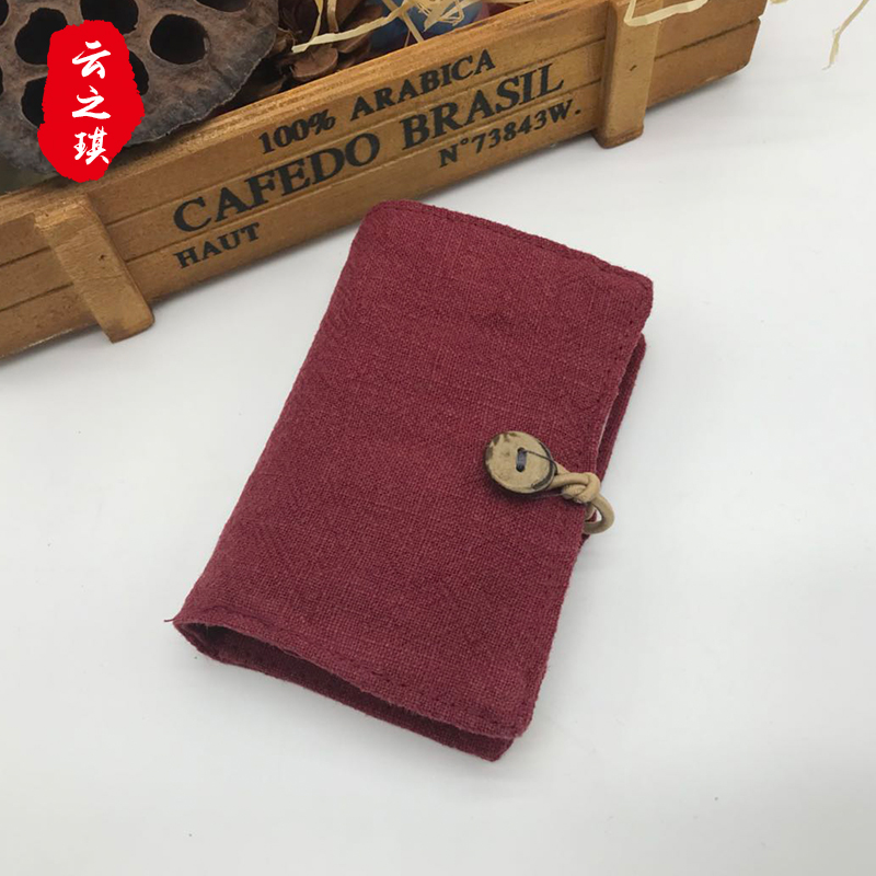 云之琪纯色空白帆布手绘印花卡片包手绘印花文艺小清新木扣手工包