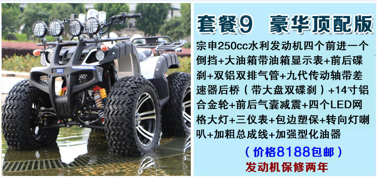 Lớn và nhỏ bull bãi biển trục ổ đĩa bốn bánh off-road xe máy Zongshen làm mát bằng nước điện sa mạc xe máy snowmobile