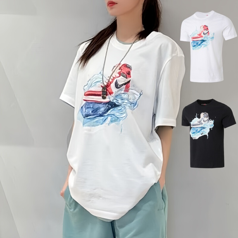 Jordan25 New Nike Short-Sleeved Men's Aj1 Jordan Sneakers Printed Cotton Sports T-Shirt Ib3356