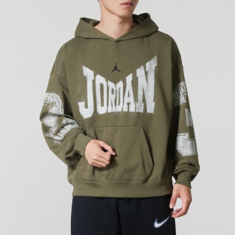 Nike Nike Sweatshirt Men's Printed Hooded Pullover Loose Breathable Fitness Sports Casual Pullover Hv0094